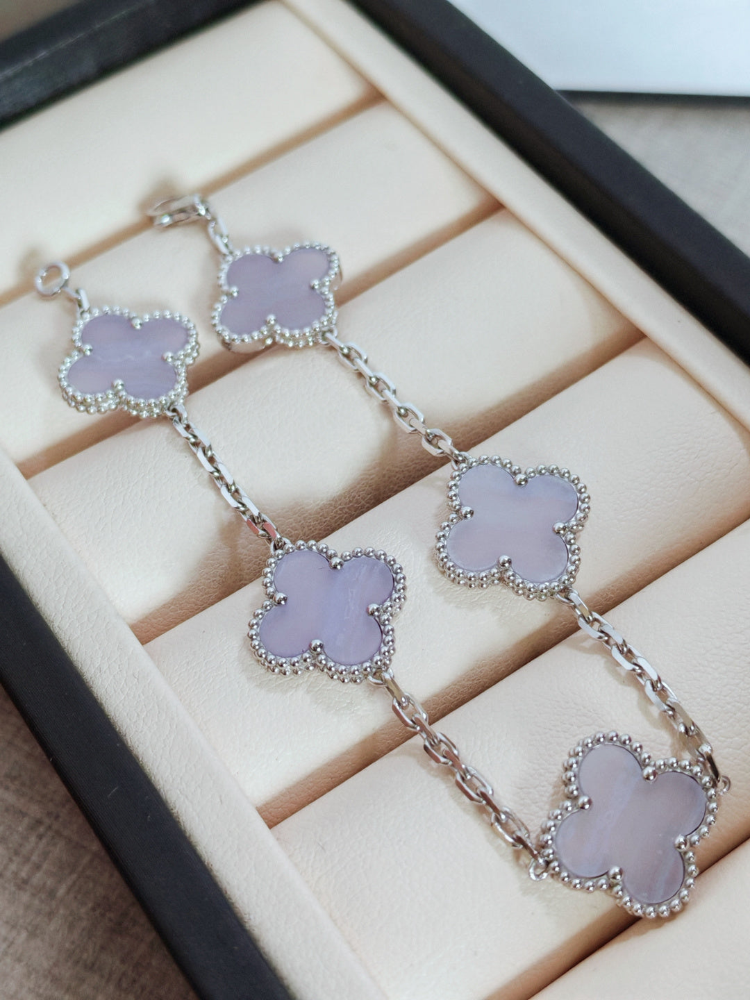 Vintage Alhambra Bracelet, 5 Motifs Chalcedony Edition
