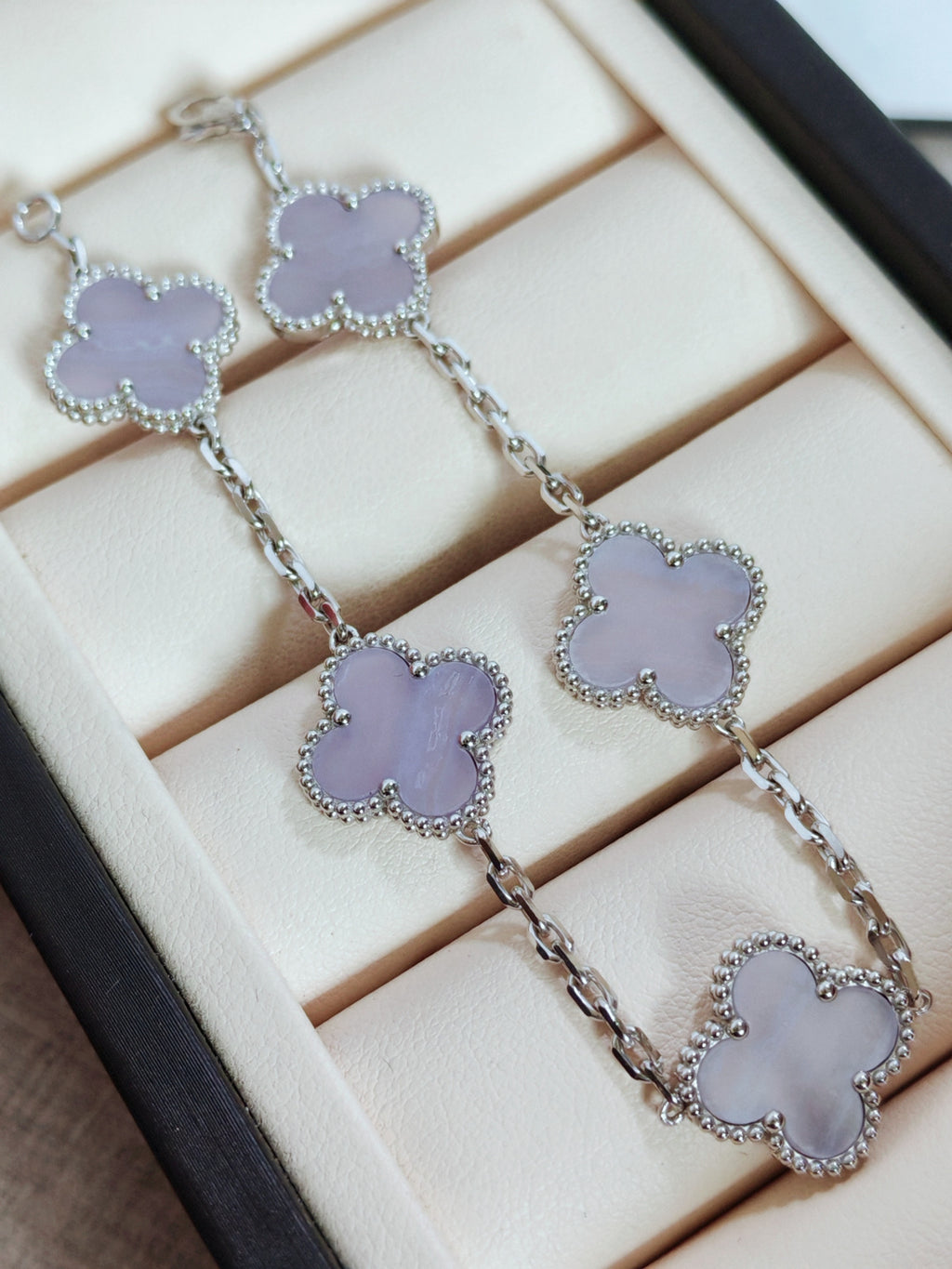 Vintage Alhambra Bracelet, 5 Motifs Chalcedony Edition