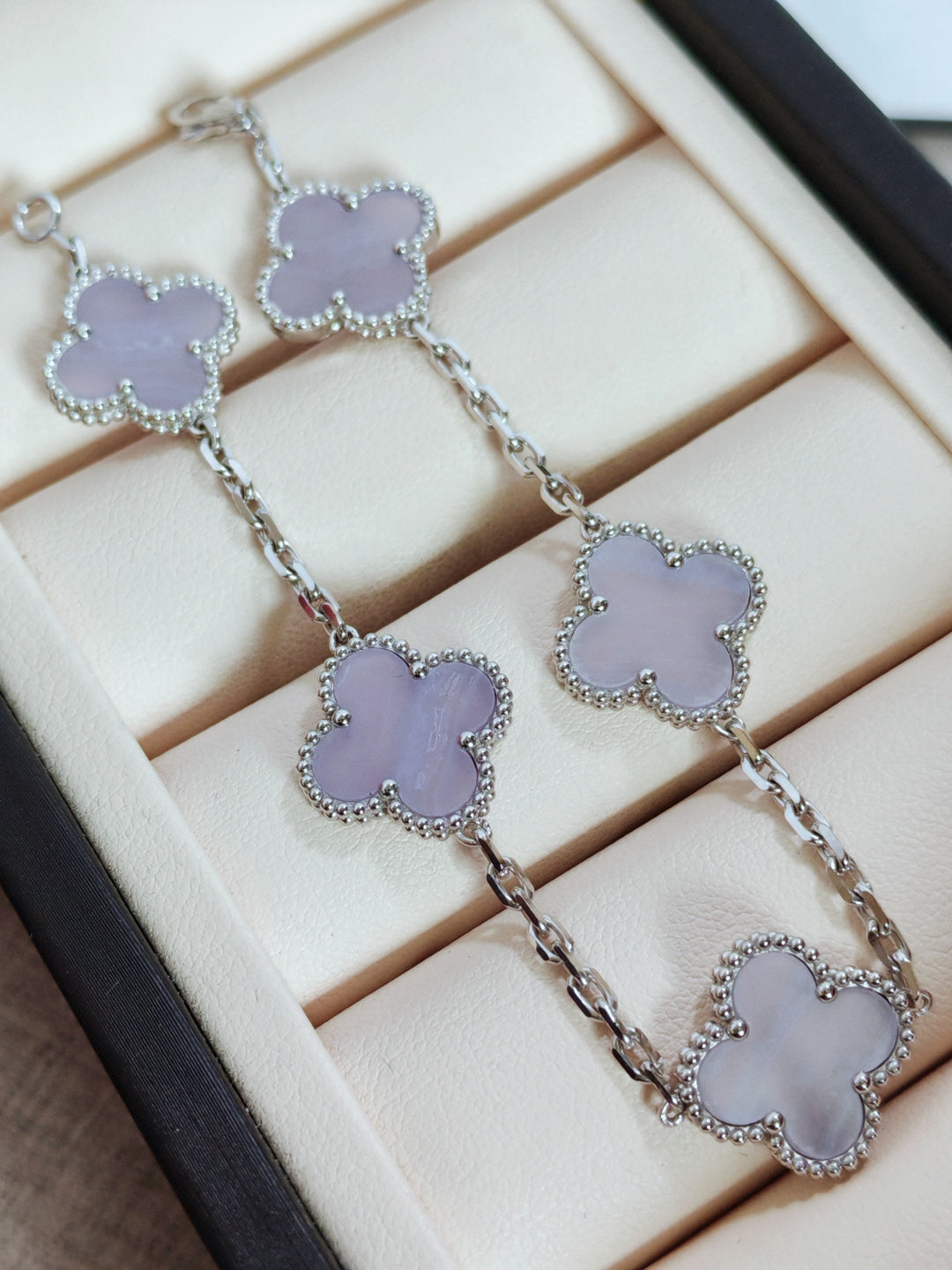 Vintage Alhambra Bracelet, 5 Motifs Chalcedony Edition