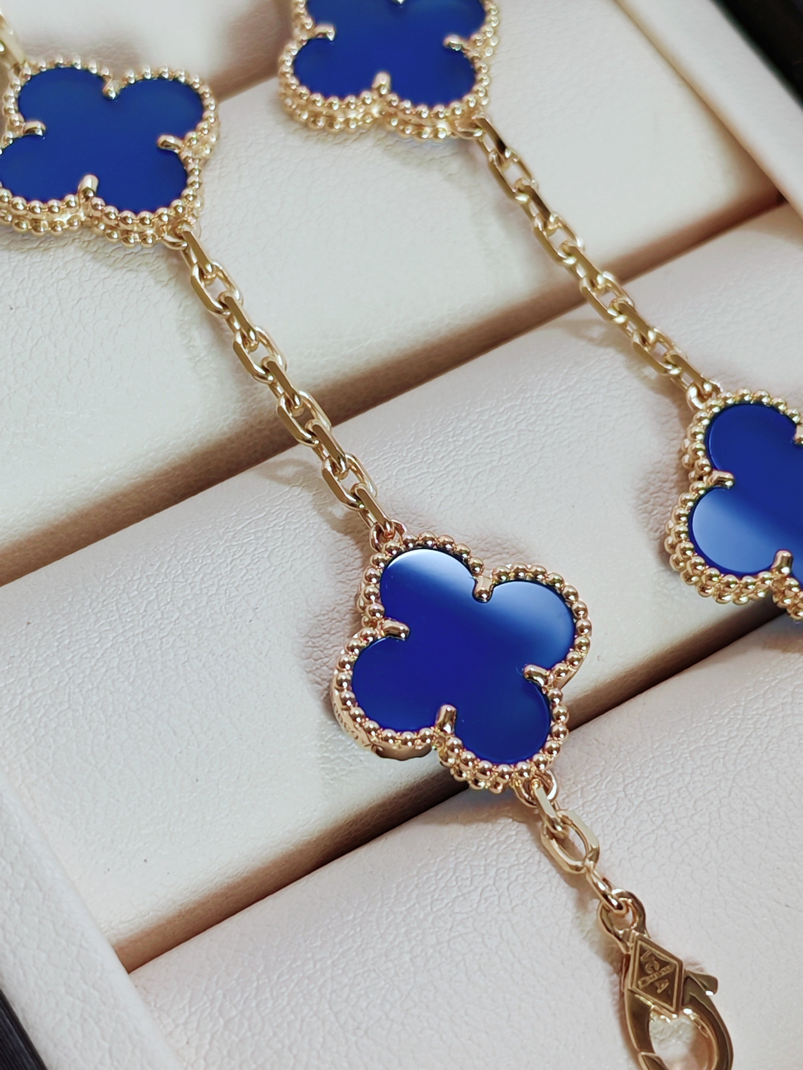 Vintage Alhambra Bracelet, 5 Motifs Blue Agate Edition