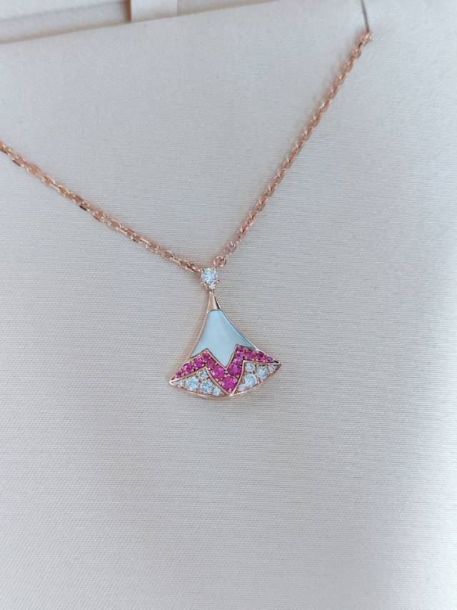Diva's Dream Mother-of-Pearl, Pink Sapphire & Diamond Necklace