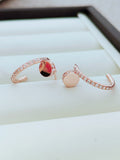 18K Rose Gold Diamond Disc Hoop Earrings