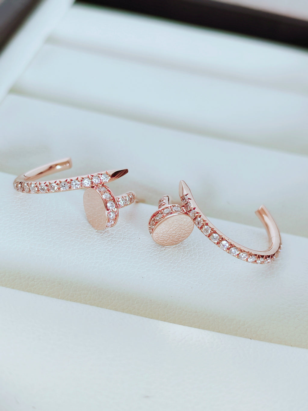18K Rose Gold Diamond Disc Hoop Earrings