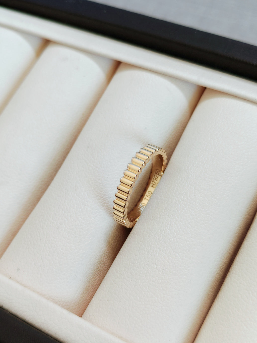 Grosgrain yellow gold wedding band