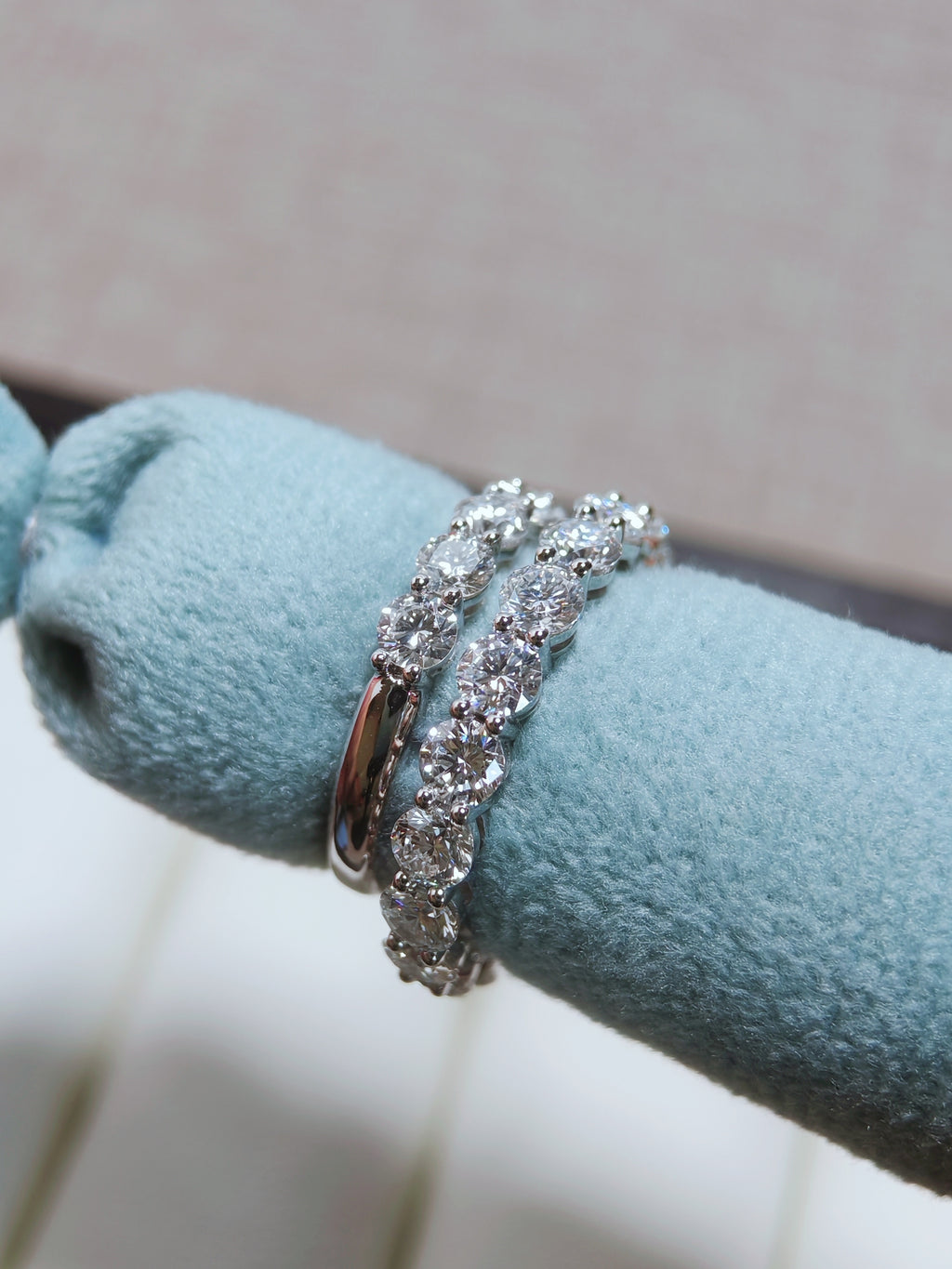 T Forever Band Ring in Platinum with a Half-circle of Diamonds, 3.5 mm